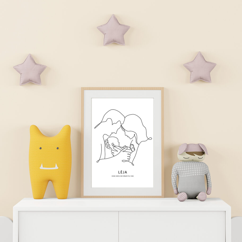 Personalizuoti vaikų metrikų plakatai