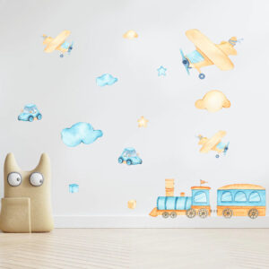 Sienu lipdukas su traukinuku