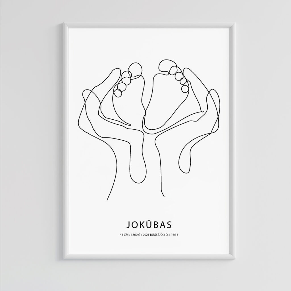 Vaiko gimimo plakatas su linijomis, vaiko gimimo metrikas