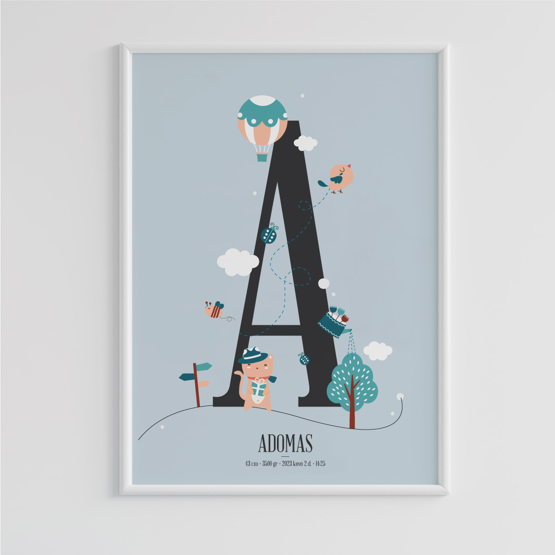 Vaiko gimimo plakatas su metrika