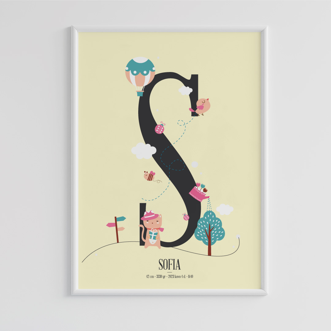 Vaiko gimimo plakatas su metrika