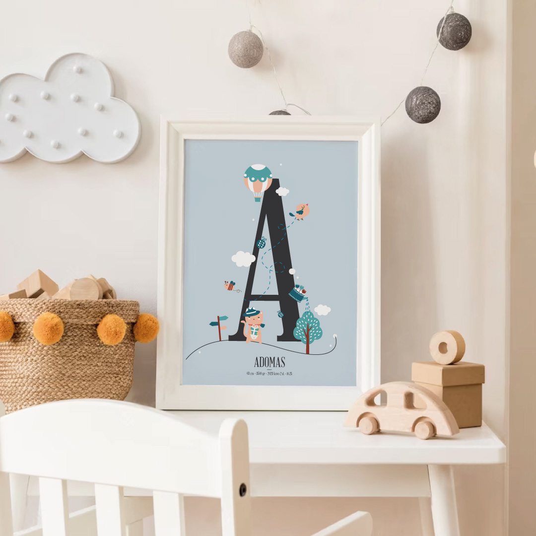 Vaiko gimimo plakatas su metrika