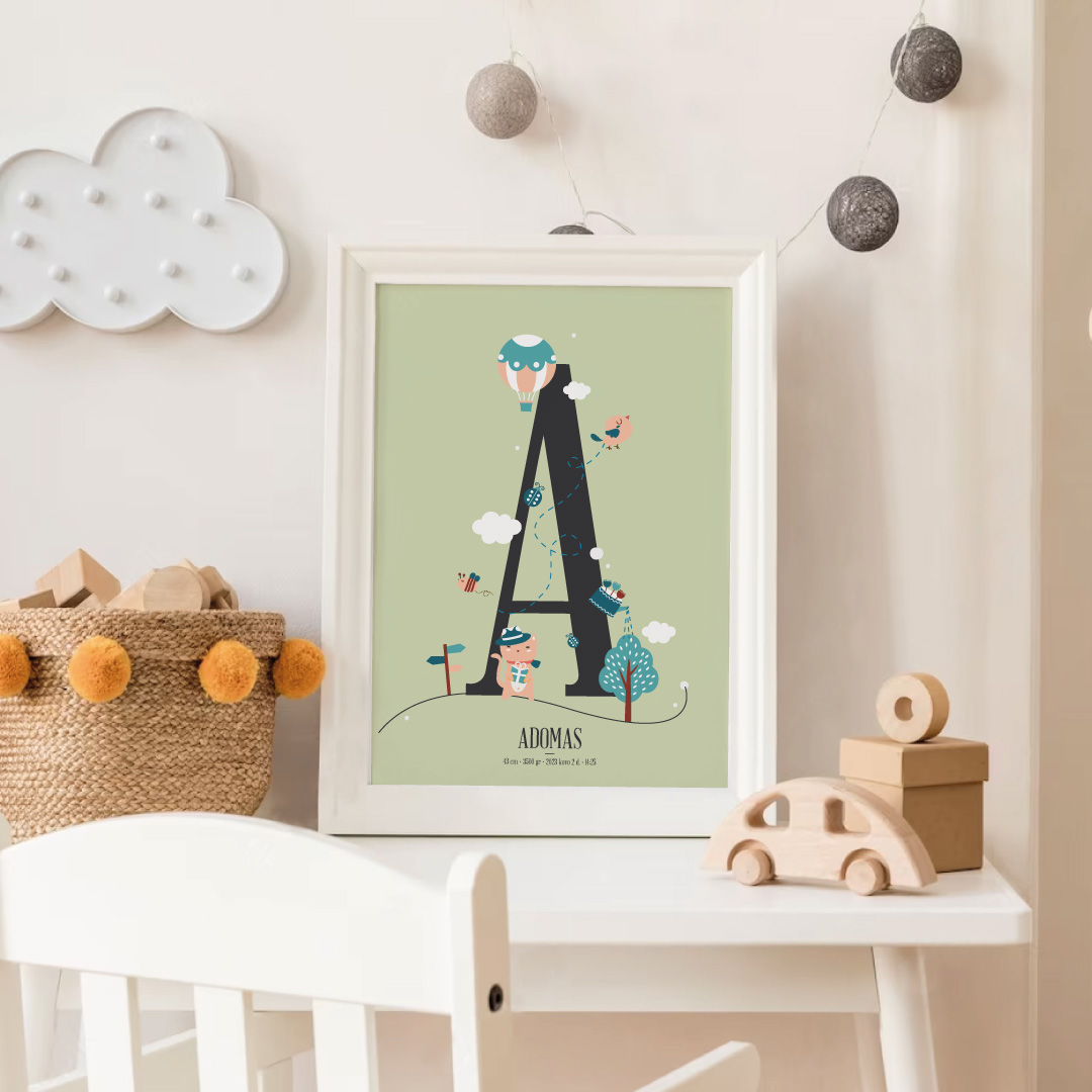 Vaiko gimimo plakatas su metrika